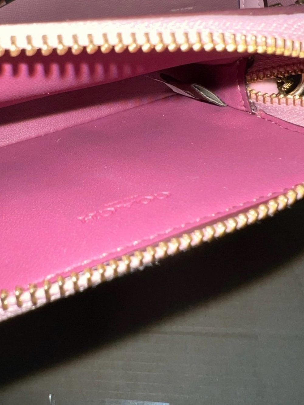 Coach Pink Signature Card Case Crossbody with Gold Chain - Picture 3 of 3